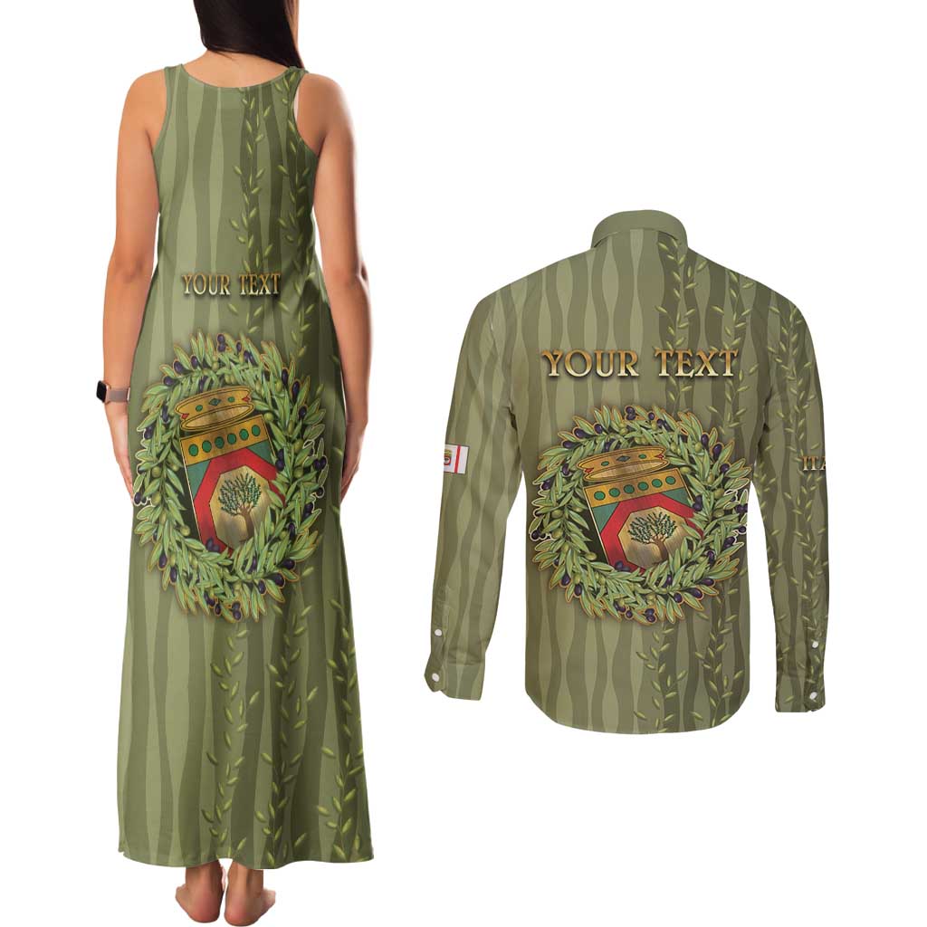 Personalized Italy Apulia Couples Matching Tank Maxi Dress and Long Sleeve Button Shirt Olive Garden Classic Style