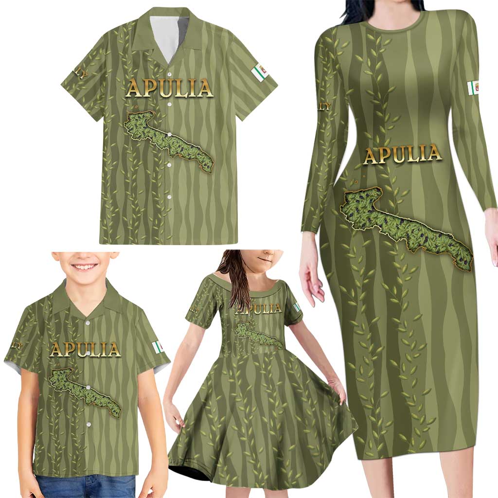 Personalized Italy Apulia Family Matching Long Sleeve Bodycon Dress and Hawaiian Shirt Olive Garden Classic Style
