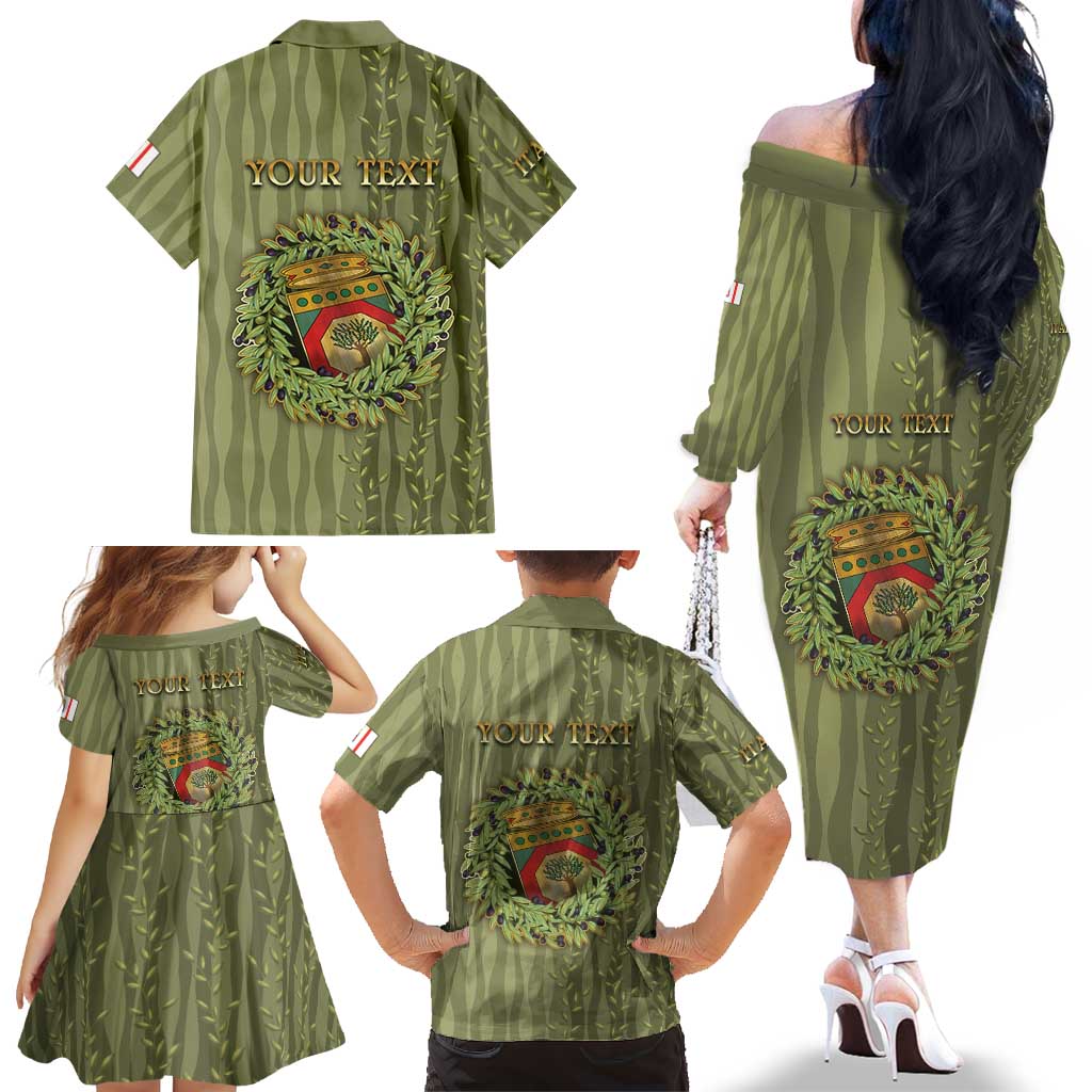 Personalized Italy Apulia Family Matching Off The Shoulder Long Sleeve Dress and Hawaiian Shirt Olive Garden Classic Style