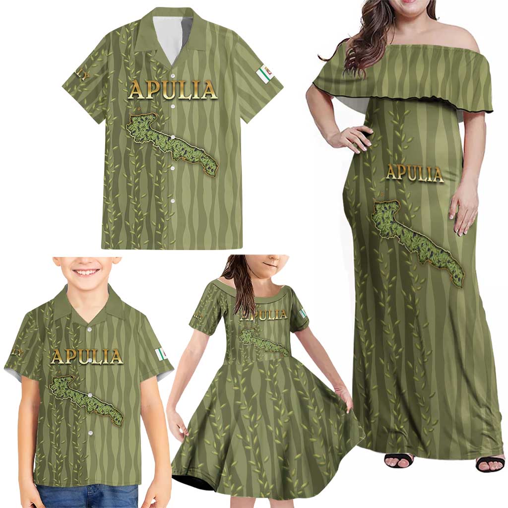 Personalized Italy Apulia Family Matching Off Shoulder Maxi Dress and Hawaiian Shirt Olive Garden Classic Style