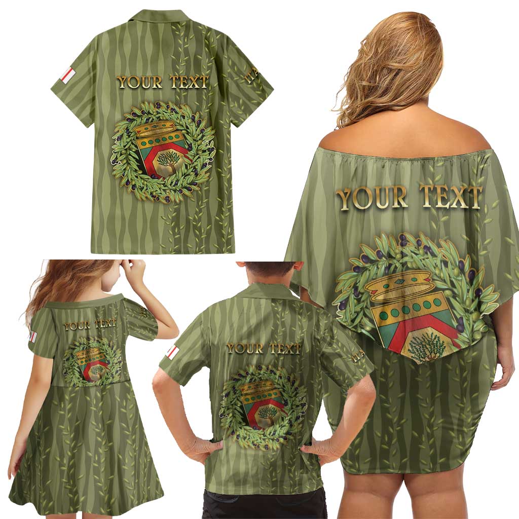 Personalized Italy Apulia Family Matching Off Shoulder Short Dress and Hawaiian Shirt Olive Garden Classic Style