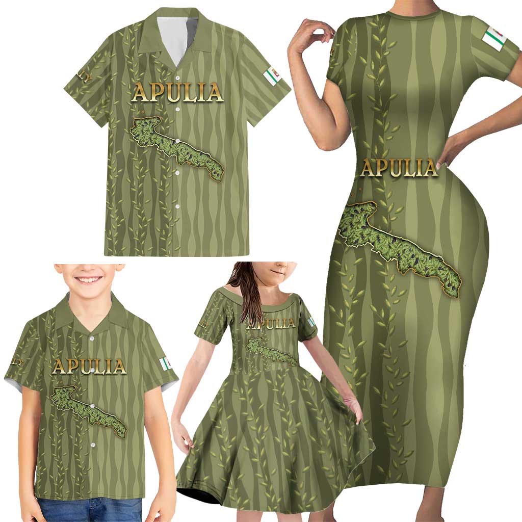 Personalized Italy Apulia Family Matching Short Sleeve Bodycon Dress and Hawaiian Shirt Olive Garden Classic Style
