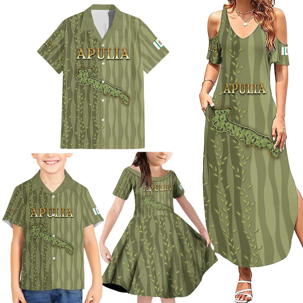 Personalized Italy Apulia Family Matching Summer Maxi Dress and Hawaiian Shirt Olive Garden Classic Style