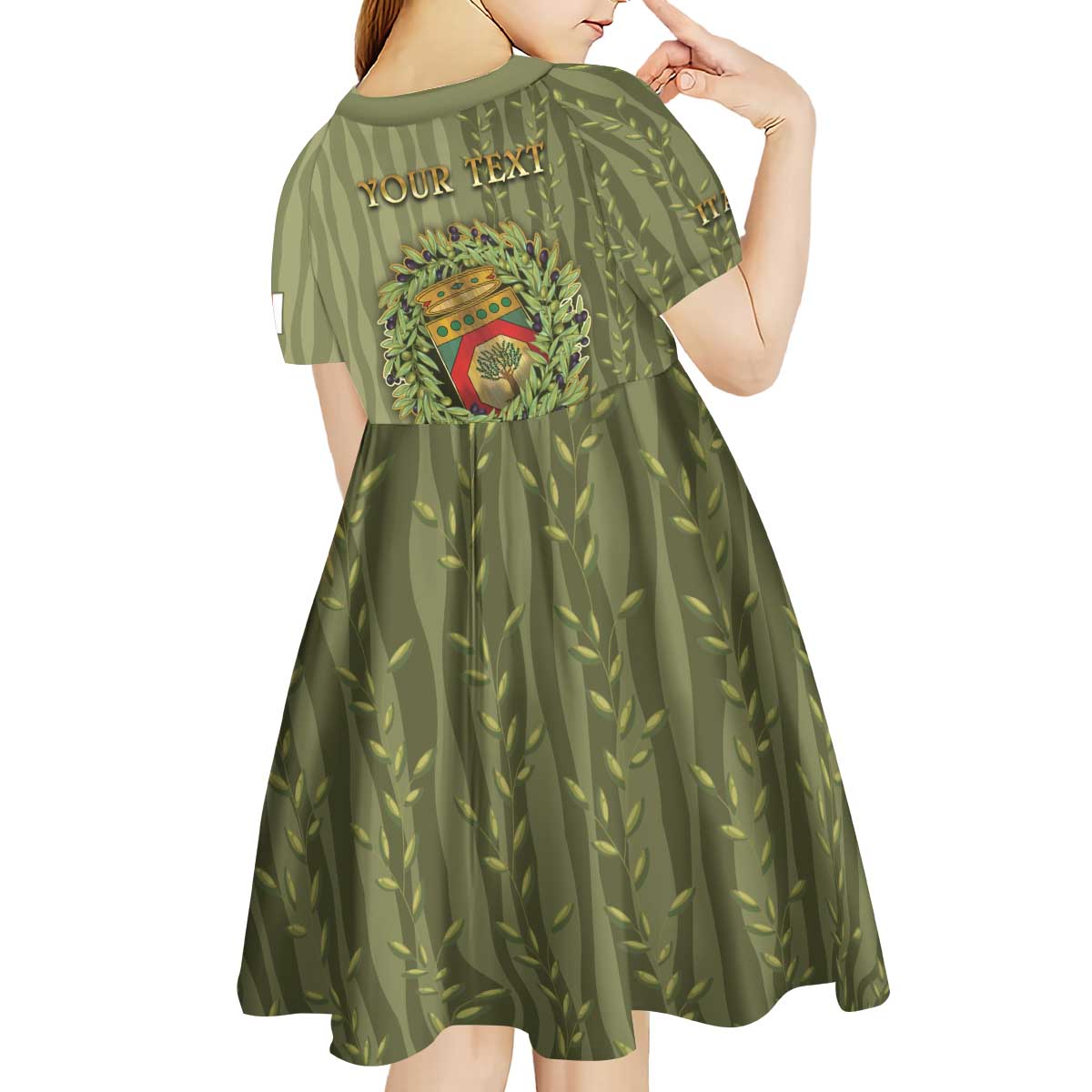 Personalized Italy Apulia Kid Short Sleeve Dress Olive Garden Classic Style