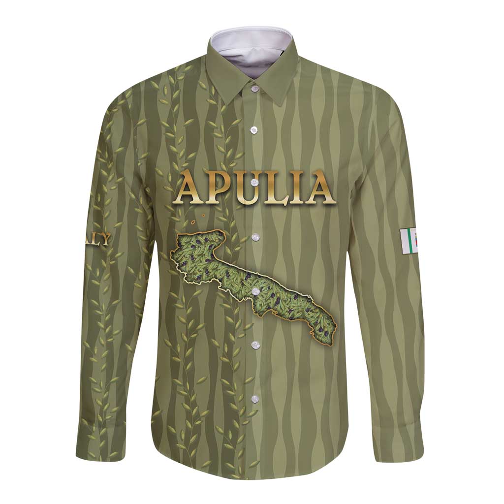 Personalized Italy Apulia Long Sleeve Button Shirt Olive Garden Classic Style