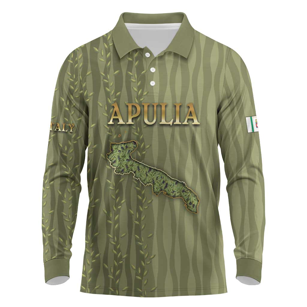 Personalized Italy Apulia Long Sleeve Polo Shirt Olive Garden Classic Style
