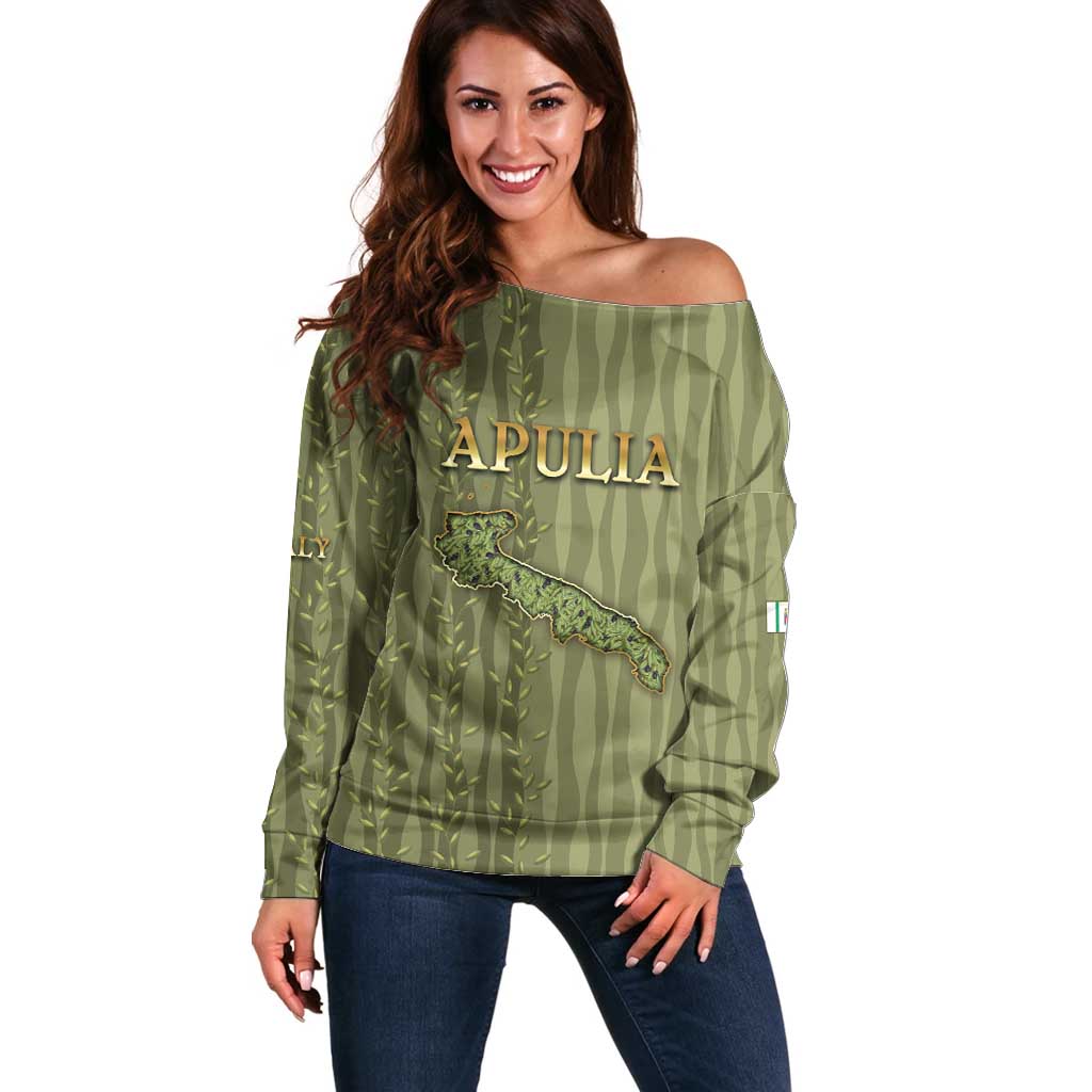 Personalized Italy Apulia Off Shoulder Sweater Olive Garden Classic Style