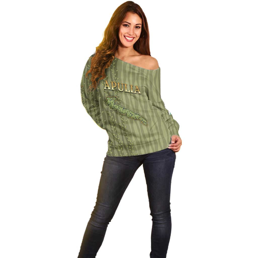 Personalized Italy Apulia Off Shoulder Sweater Olive Garden Classic Style