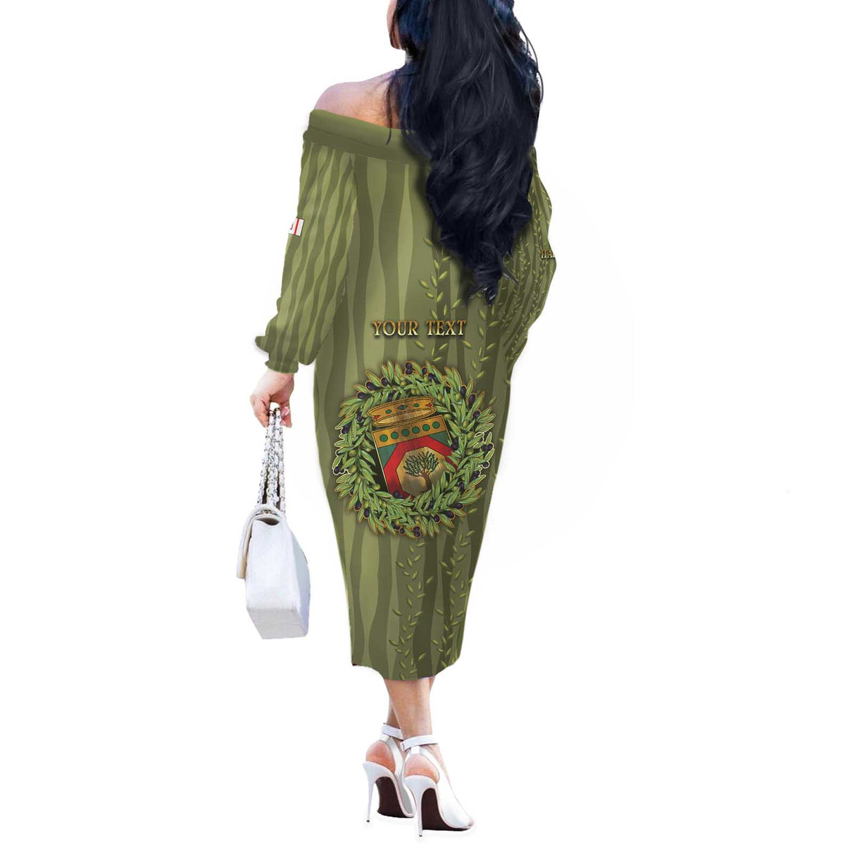 Personalized Italy Apulia Off The Shoulder Long Sleeve Dress Olive Garden Classic Style