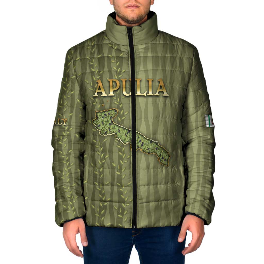 Personalized Italy Apulia Padded Jacket Olive Garden Classic Style