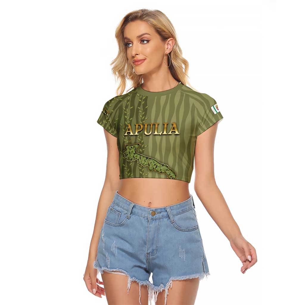Personalized Italy Apulia Raglan Cropped T Shirt Olive Garden Classic Style