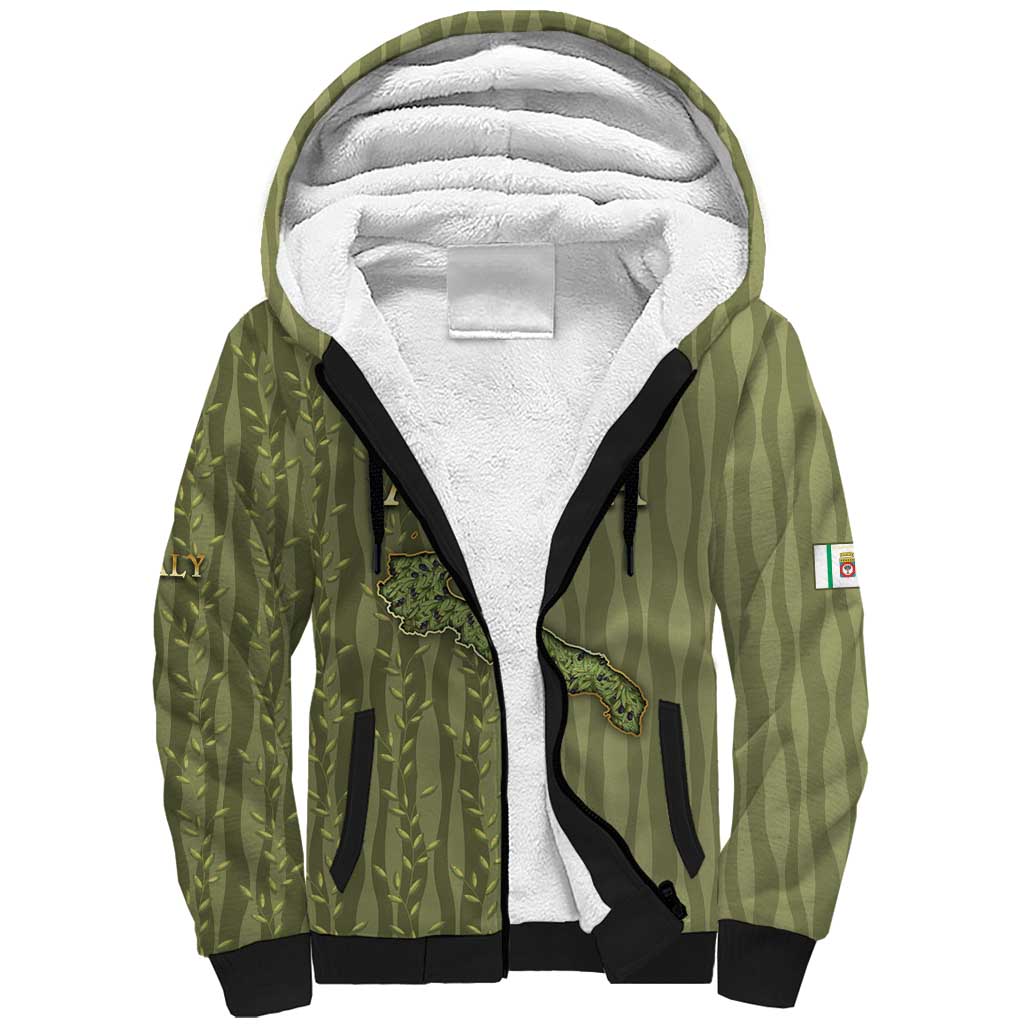 Personalized Italy Apulia Sherpa Hoodie Olive Garden Classic Style