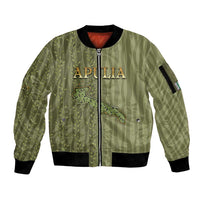 Personalized Italy Apulia Sleeve Zip Bomber Jacket Olive Garden Classic Style