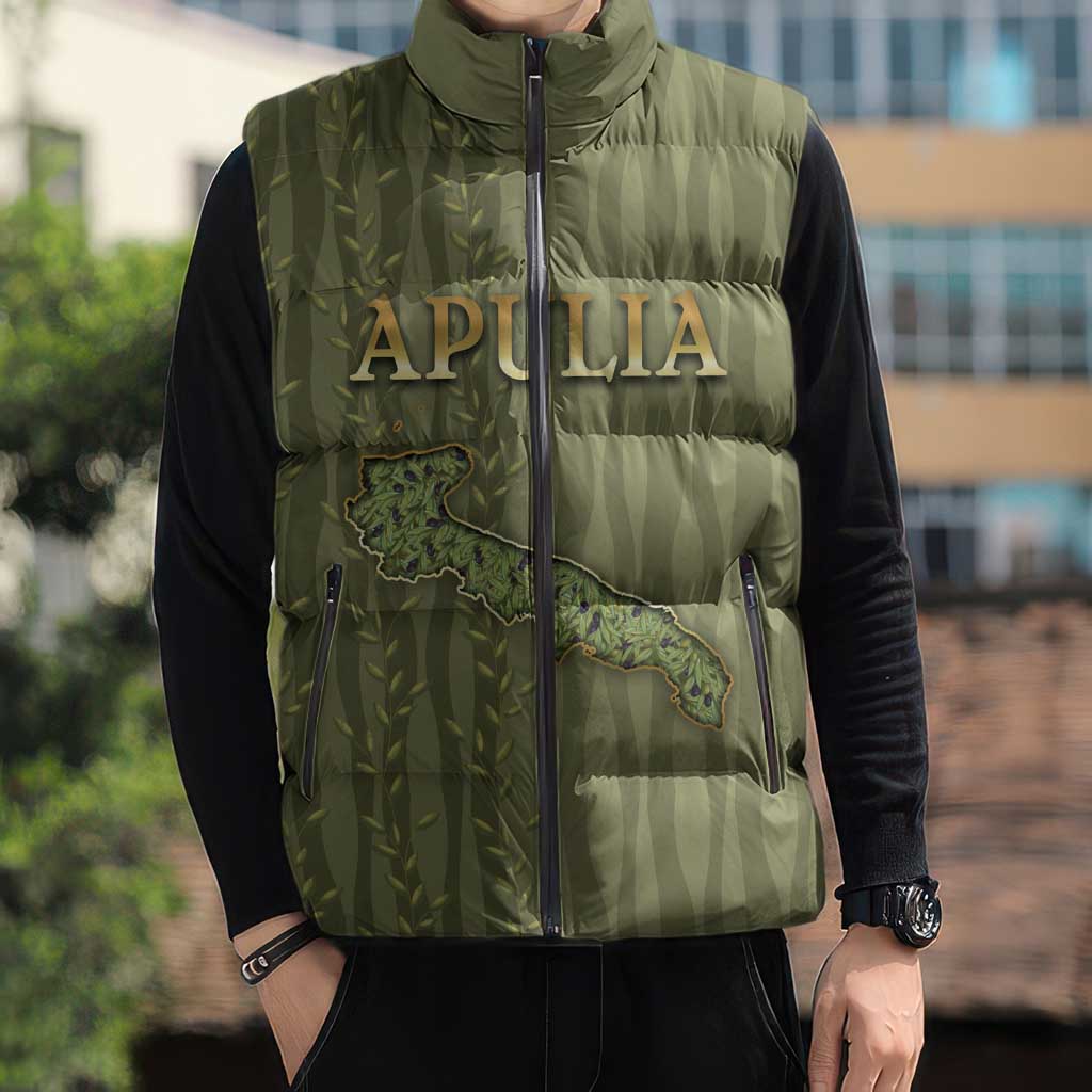 Personalized Italy Apulia Sleeveless Puffer Jacket Olive Garden Classic Style