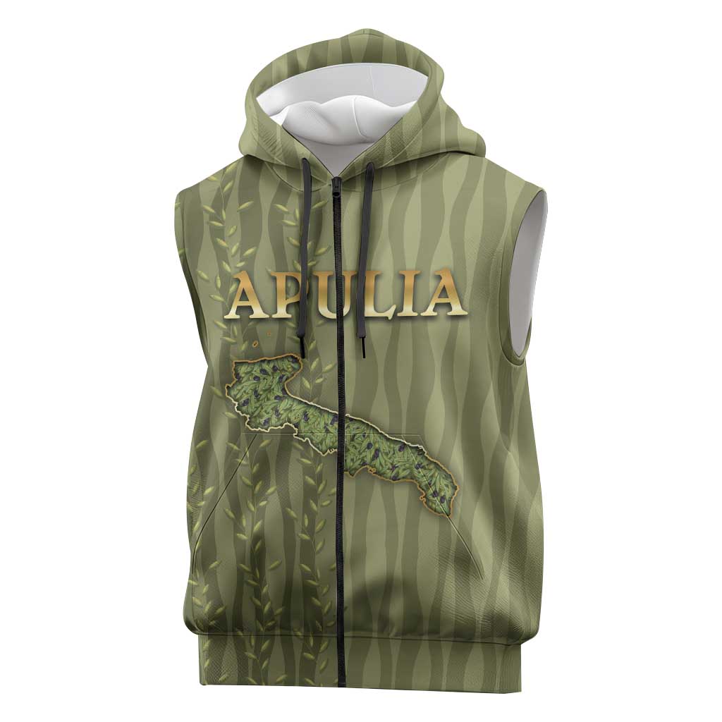 Personalized Italy Apulia Sleeveless Zip Hoodie Olive Garden Classic Style