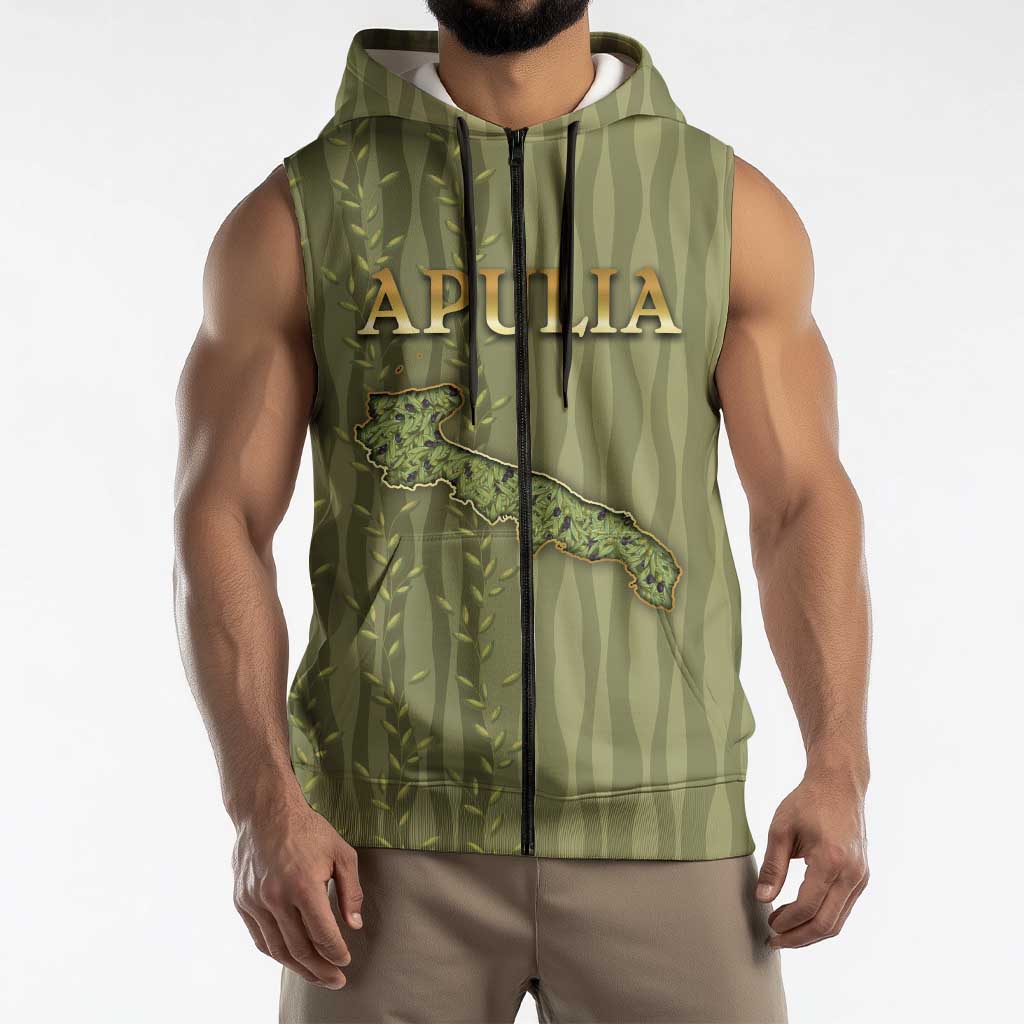 Personalized Italy Apulia Sleeveless Zip Hoodie Olive Garden Classic Style