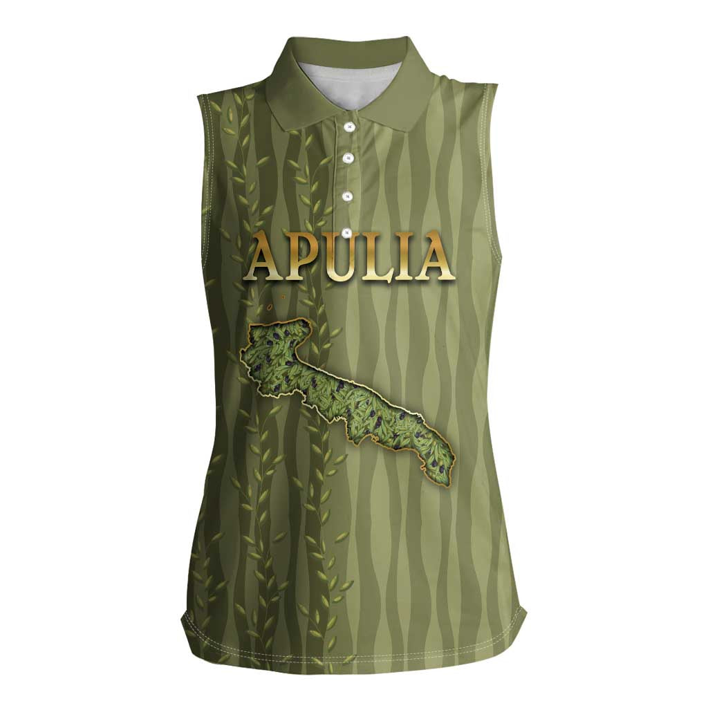 Personalized Italy Apulia Women Sleeveless Polo Shirt Olive Garden Classic Style