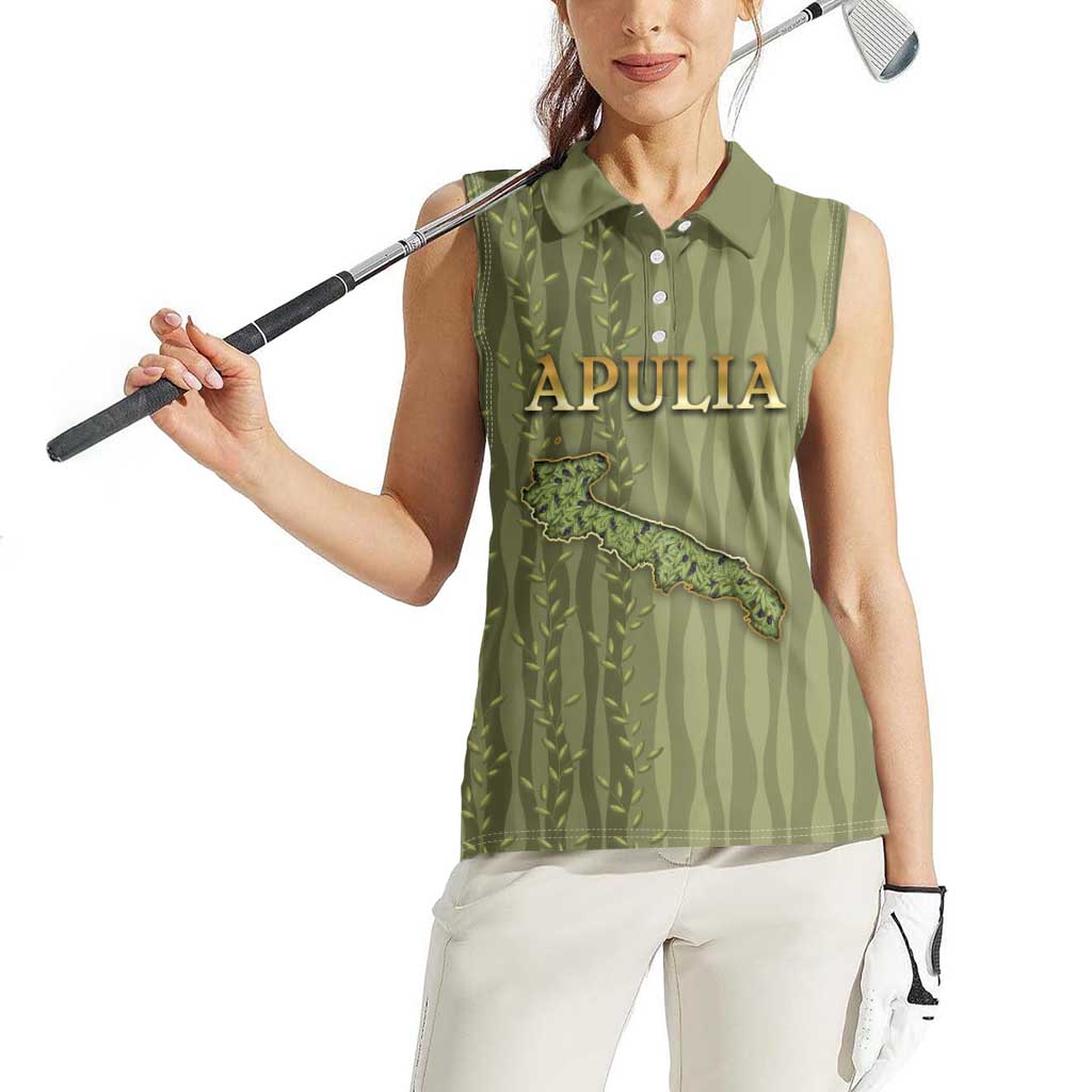 Personalized Italy Apulia Women Sleeveless Polo Shirt Olive Garden Classic Style