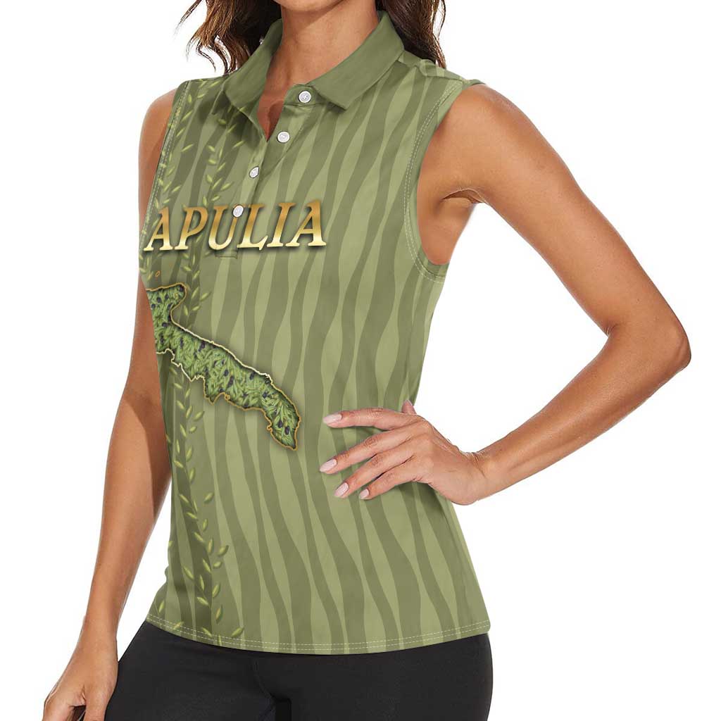 Personalized Italy Apulia Women Sleeveless Polo Shirt Olive Garden Classic Style