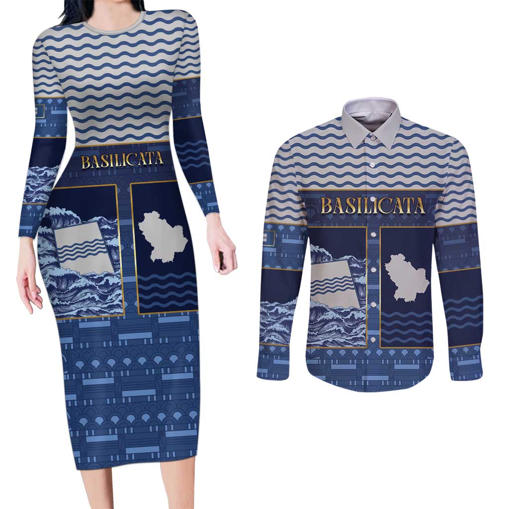 Personalized Italy Basilicata Couples Matching Long Sleeve Bodycon Dress and Long Sleeve Button Shirt Unique Style