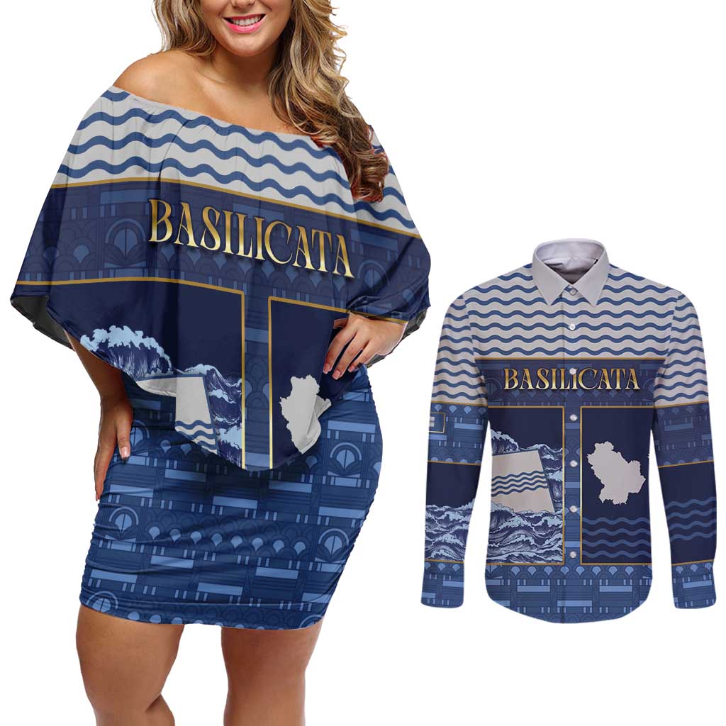 Personalized Italy Basilicata Couples Matching Off Shoulder Short Dress and Long Sleeve Button Shirt Unique Style
