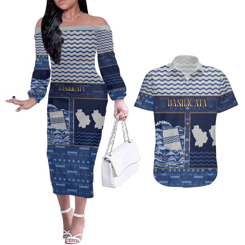 Personalized Italy Basilicata Couples Matching Off The Shoulder Long Sleeve Dress and Hawaiian Shirt Unique Style