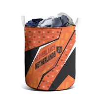 Netherlands Football Laundry Basket Dynamic Diagonal Stripe With Tulip Floral Patterns