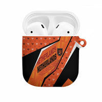 Netherlands Football AirPods Case Dynamic Diagonal Stripe With Tulip Floral Patterns