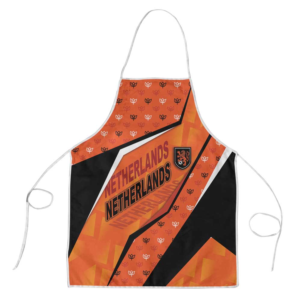 Netherlands Football Apron Dynamic Diagonal Stripe With Tulip Floral Patterns