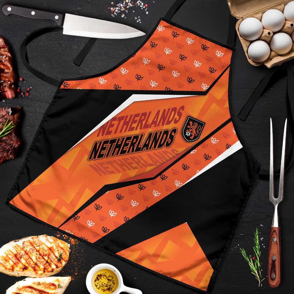 Netherlands Football Apron Dynamic Diagonal Stripe With Tulip Floral Patterns
