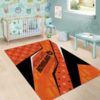 Netherlands Football Area Rug Dynamic Diagonal Stripe With Tulip Floral Patterns