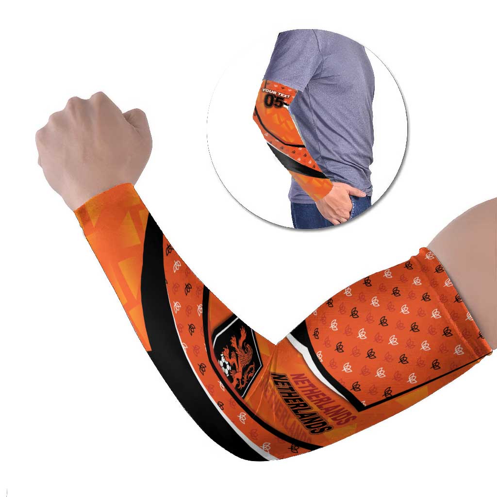 Custom Netherlands Football Arm Sleeves Dynamic Diagonal Stripe With Tulip Floral Patterns