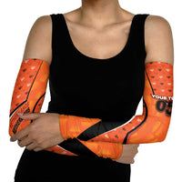 Custom Netherlands Football Arm Sleeves Dynamic Diagonal Stripe With Tulip Floral Patterns