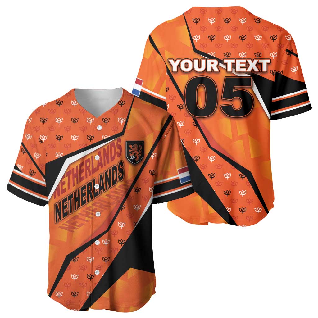 Custom Netherlands Football Baseball Jersey Dynamic Diagonal Stripe With Tulip Floral Patterns