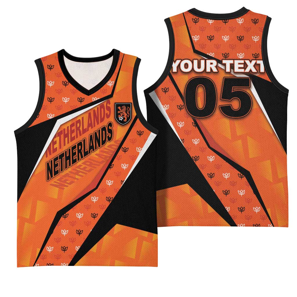Custom Netherlands Football Basketball Jersey Dynamic Diagonal Stripe With Tulip Floral Patterns