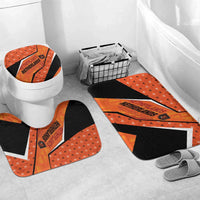 Netherlands Football Bathroom Set Dynamic Diagonal Stripe With Tulip Floral Patterns
