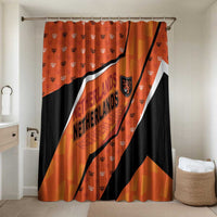 Netherlands Football Bathroom Set Dynamic Diagonal Stripe With Tulip Floral Patterns