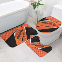 Netherlands Football Bathroom Set Dynamic Diagonal Stripe With Tulip Floral Patterns