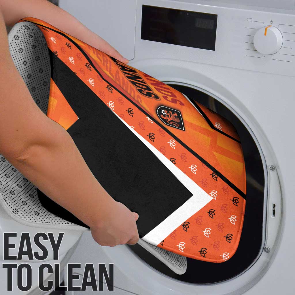 Netherlands Football Bathroom Set Dynamic Diagonal Stripe With Tulip Floral Patterns