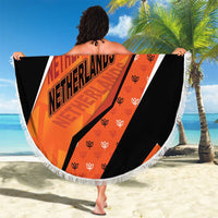 Netherlands Football Beach Blanket Dynamic Diagonal Stripe With Tulip Floral Patterns