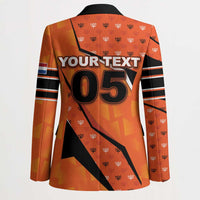 Custom Netherlands Football Blazer Dynamic Diagonal Stripe With Tulip Floral Patterns