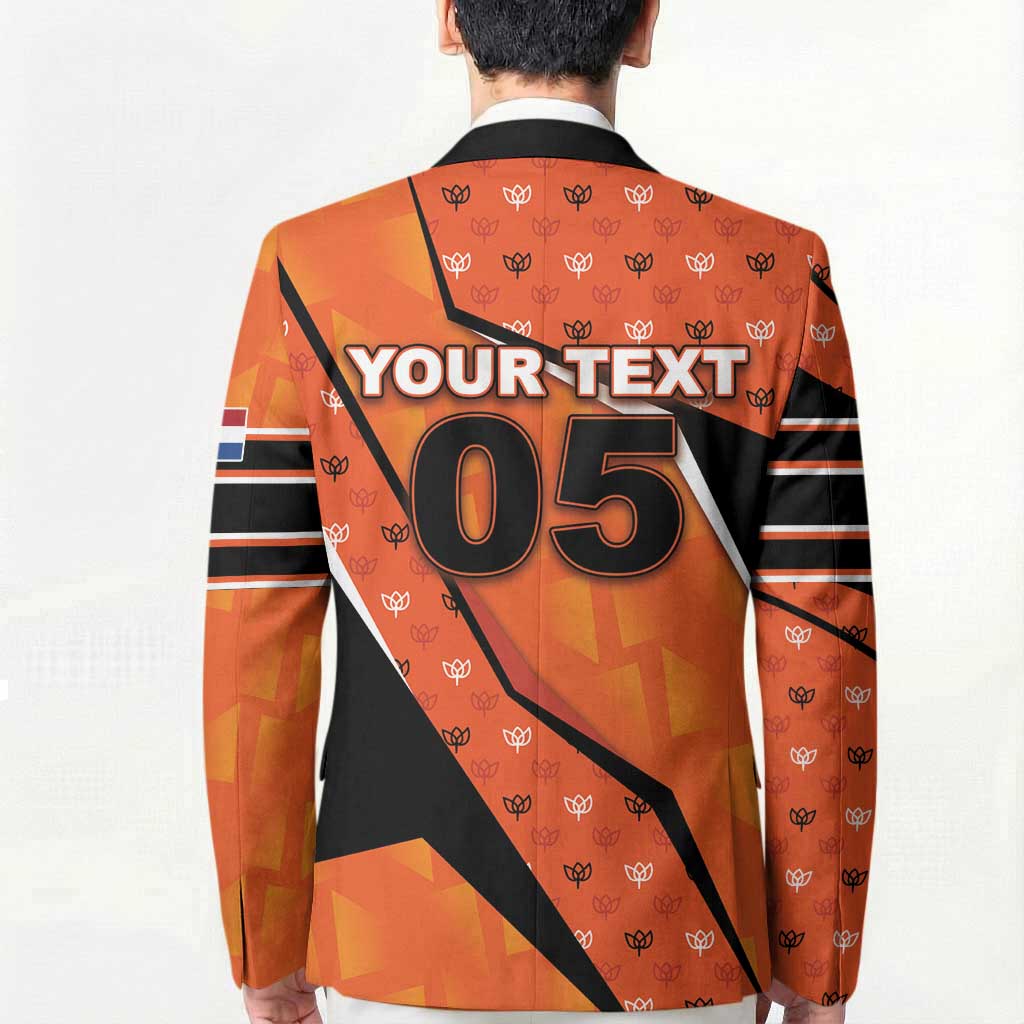Custom Netherlands Football Blazer Dynamic Diagonal Stripe With Tulip Floral Patterns