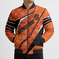 Custom Netherlands Football Bomber Puffer Jacket Dynamic Diagonal Stripe With Tulip Floral Patterns