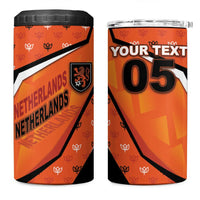 Custom Netherlands Football 4 in 1 Can Cooler Tumbler Dynamic Diagonal Stripe With Tulip Floral Patterns