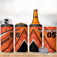 Custom Netherlands Football 4 in 1 Can Cooler Tumbler Dynamic Diagonal Stripe With Tulip Floral Patterns
