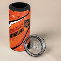Custom Netherlands Football 4 in 1 Can Cooler Tumbler Dynamic Diagonal Stripe With Tulip Floral Patterns