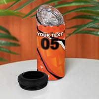 Custom Netherlands Football 4 in 1 Can Cooler Tumbler Dynamic Diagonal Stripe With Tulip Floral Patterns