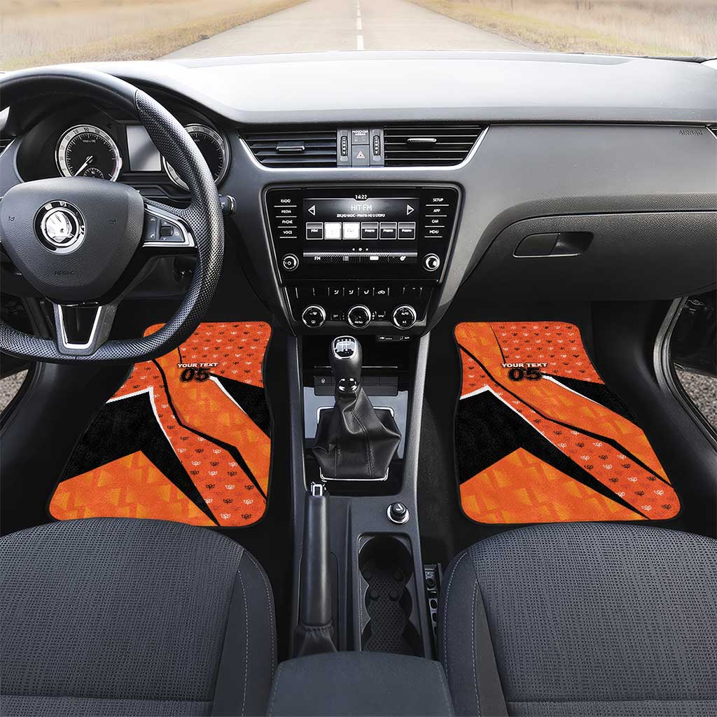 Custom Netherlands Football Car Mats Dynamic Diagonal Stripe With Tulip Floral Patterns