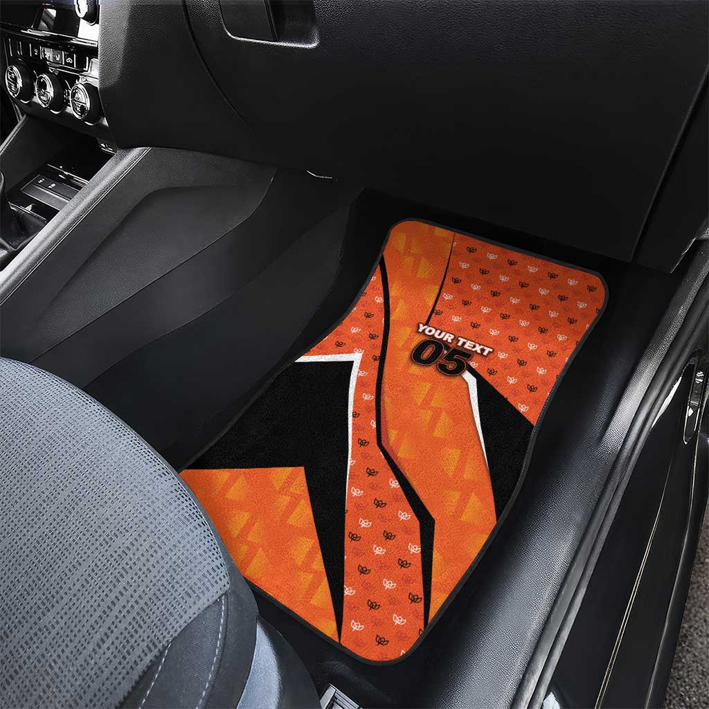 Custom Netherlands Football Car Mats Dynamic Diagonal Stripe With Tulip Floral Patterns