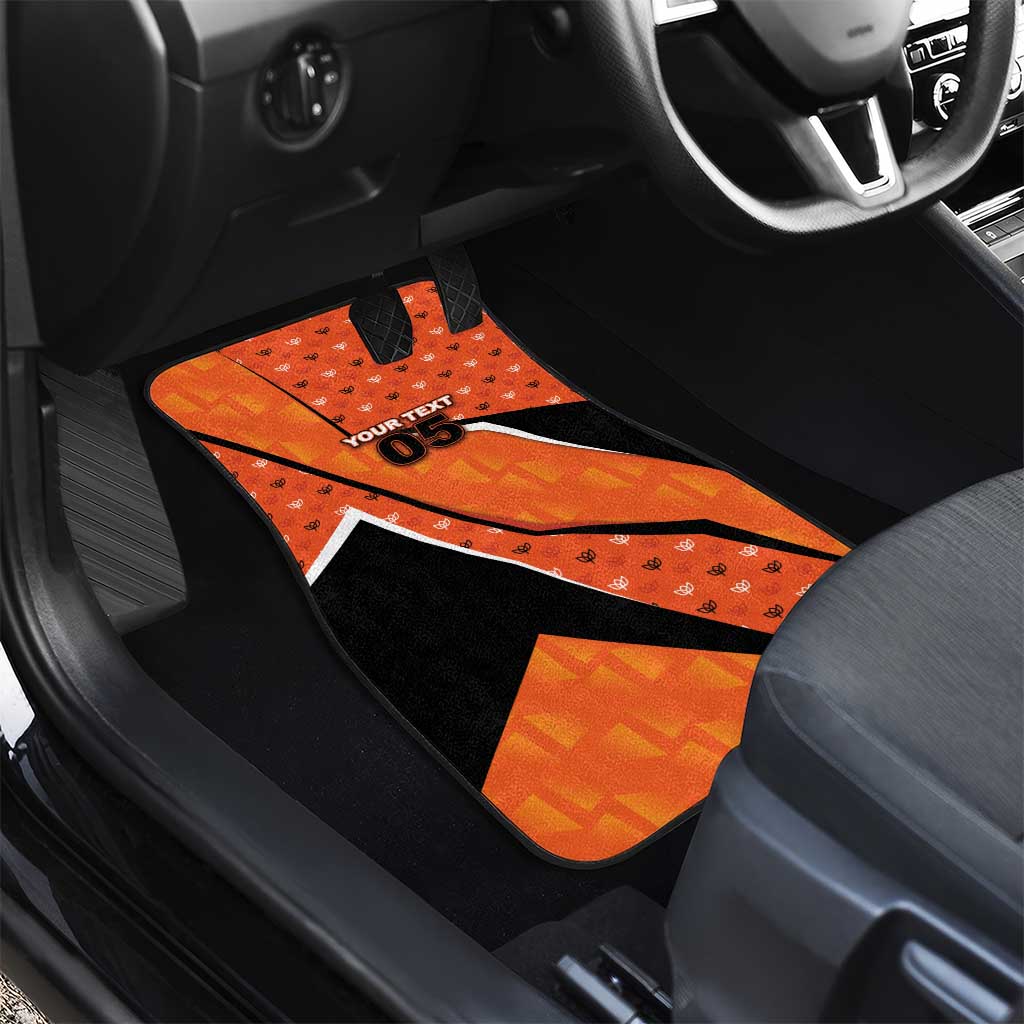 Custom Netherlands Football Car Mats Dynamic Diagonal Stripe With Tulip Floral Patterns